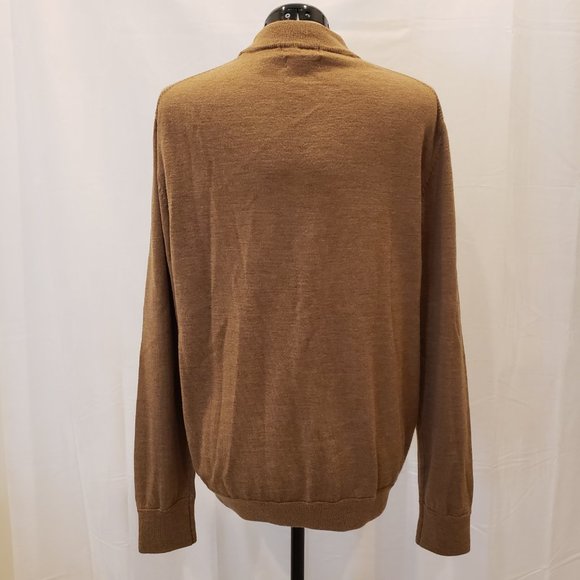 W.H. Belk Sportswear Merino Wool Long Sleeve Mock Turtleneck Tan Sweater Size L - Picture 3 of 7